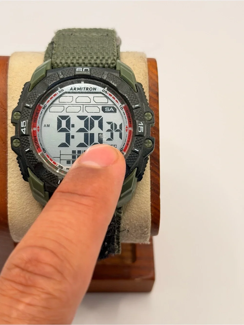 Armitron‎ Pro Sport Digital Watch Men Dual Time Black Nylon Strap-